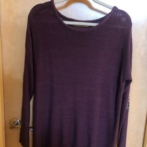 Long sweater with embellished elbow patches